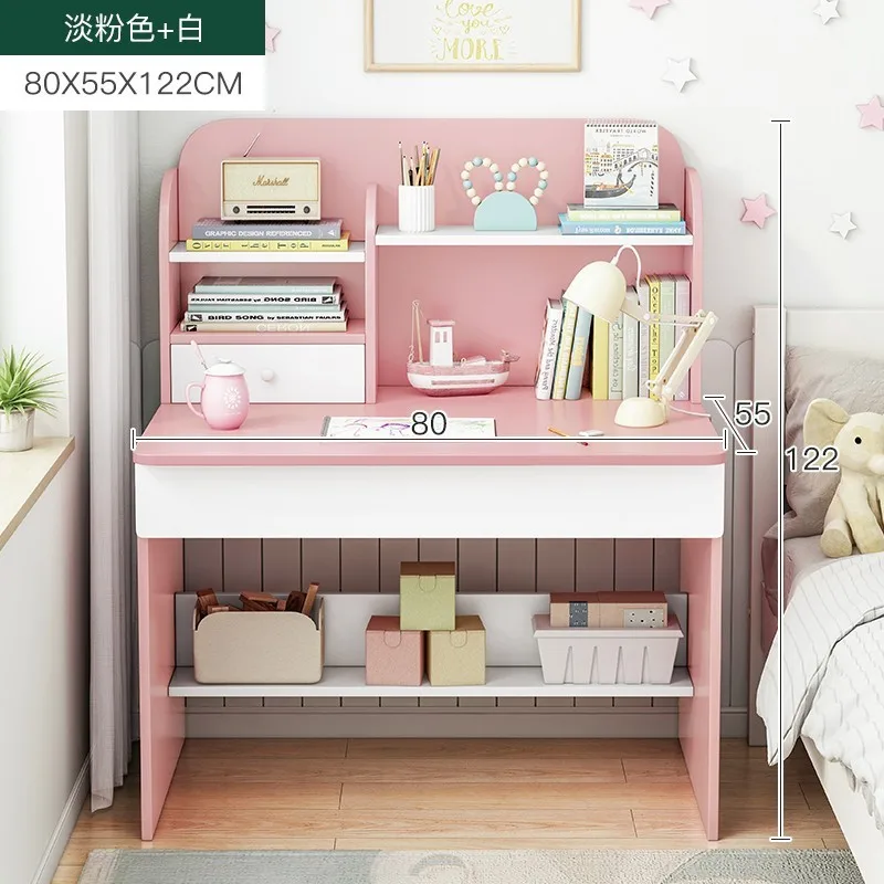 Simple desk with bookshelf combination household computer table Primary school student writing study table