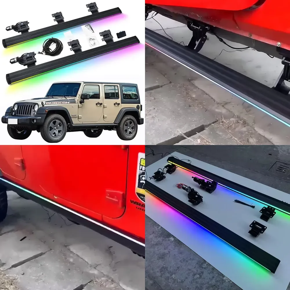 LED Colorful Lighting Electric Power Running Board Electric Side Steps for Jeep Wrangler JK 4 Door 2008-2017