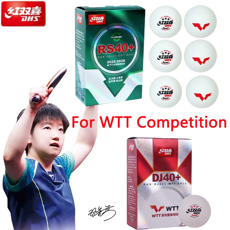 6Pcs/Box Original DHS Table Tennis Balls New Material RS/DJ 40+ Pingpong Ball 2025 WTT Competition 3 Stars Table Tennis Balls