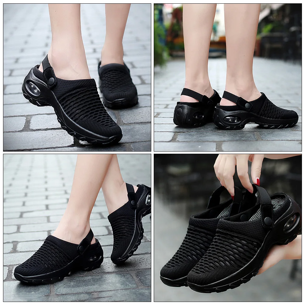 

Fashion Lightweight Mesh Slippers Comfortable Breathable Half Sandals Women Shoes Black