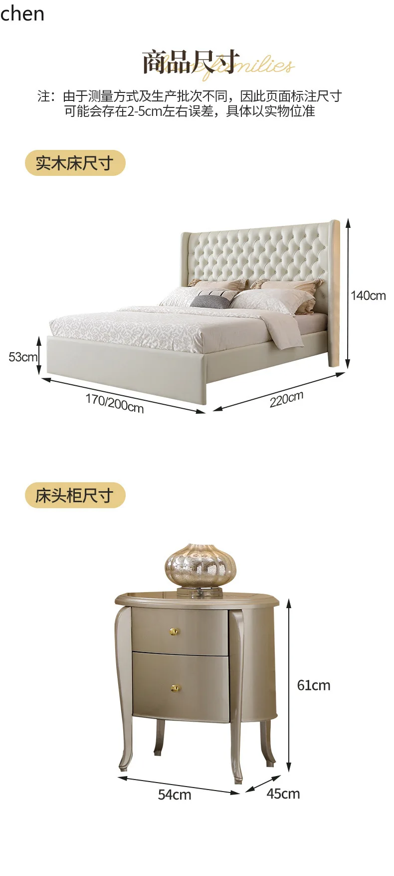 HT Light Luxury Soft Bed 1.8m Master Bedroom Double Zipper Soft Genuine Leather Wedding Bed Princess Bed
