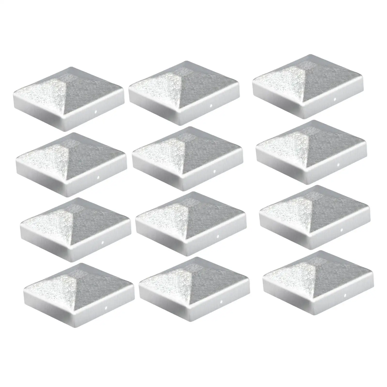 Pyramid Fence Post Cap Silver Zinc Steel Weather Resistant for Wooden Column 7.1x7.1cm Deck Railing Outdoor Cover