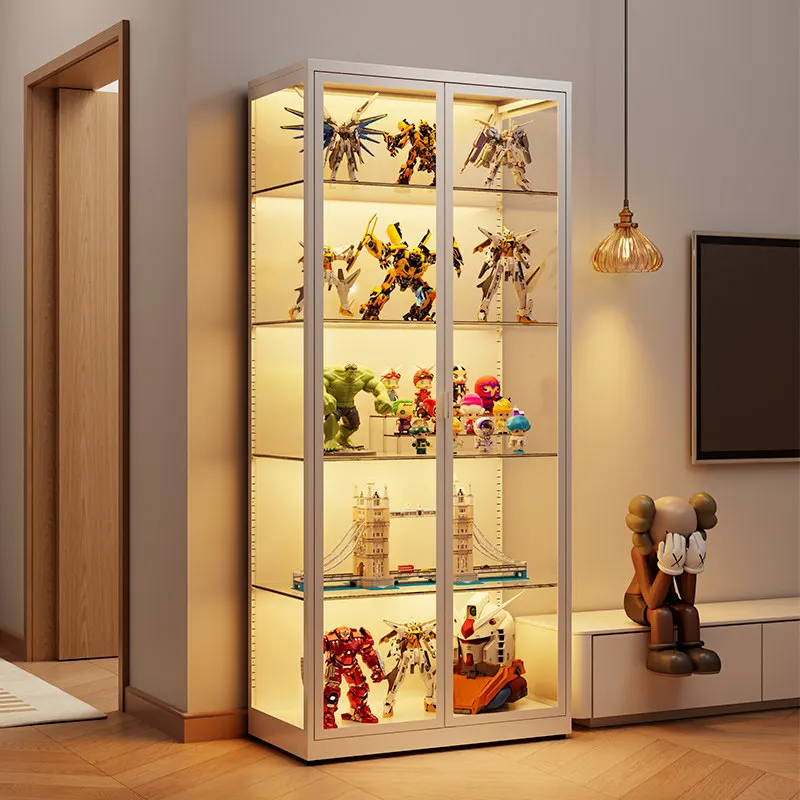 Figure Display Cabinet Model Three-sided Transparent Display Cabinet Display Stand Glass Cosmetics Product Storage Shelf Househo