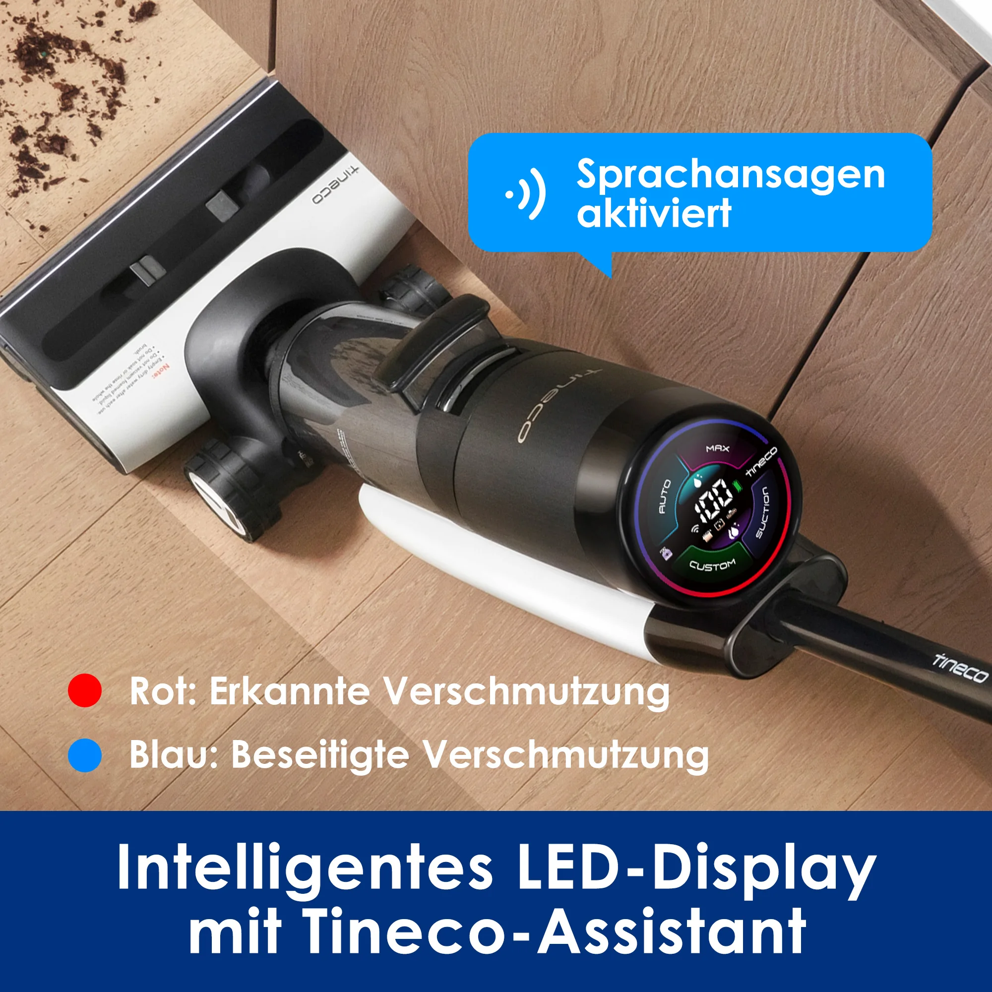 Tineco Floor ONE S7 PRO Aspiradora y fregadora inalámbrica en húmedo y seco con pantalla LED, elimina suciedad pegajosa y pelo de animales, tecnología centrífuga 8