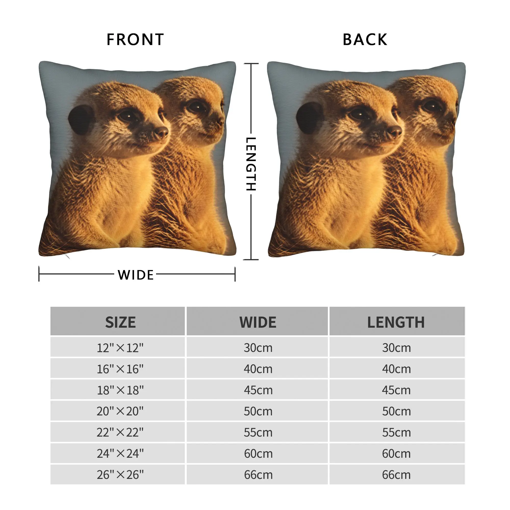 Two Baby Meerkats Sitting Together Sunset Photo Pillowcases  Novelty Pillow Case For Sofa Home Decor Comfy Pillow Cover