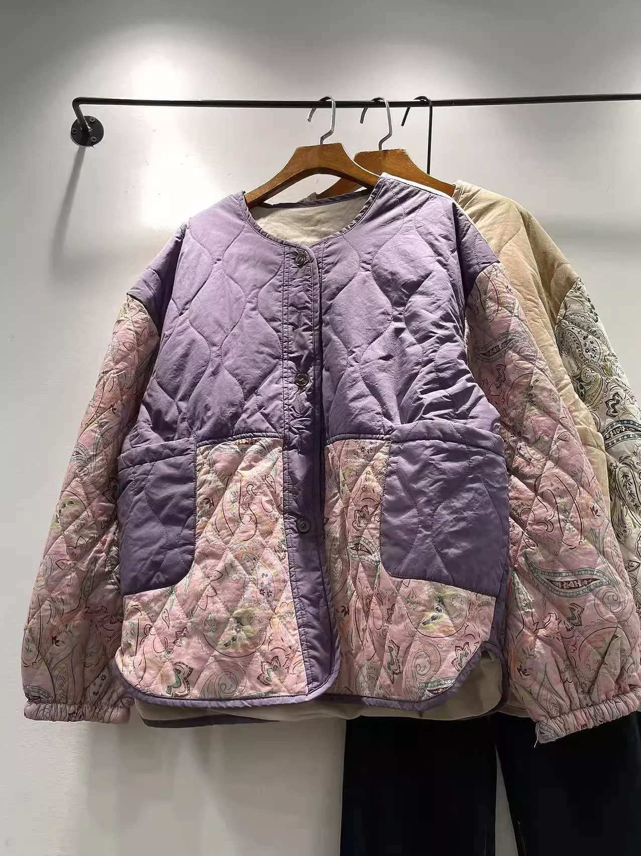 

Japanese Style Mori Girl Vintage Cotton Padded Jacket for Women Autumn Winter Vintage Original Print Plaid Patchwork Outwear