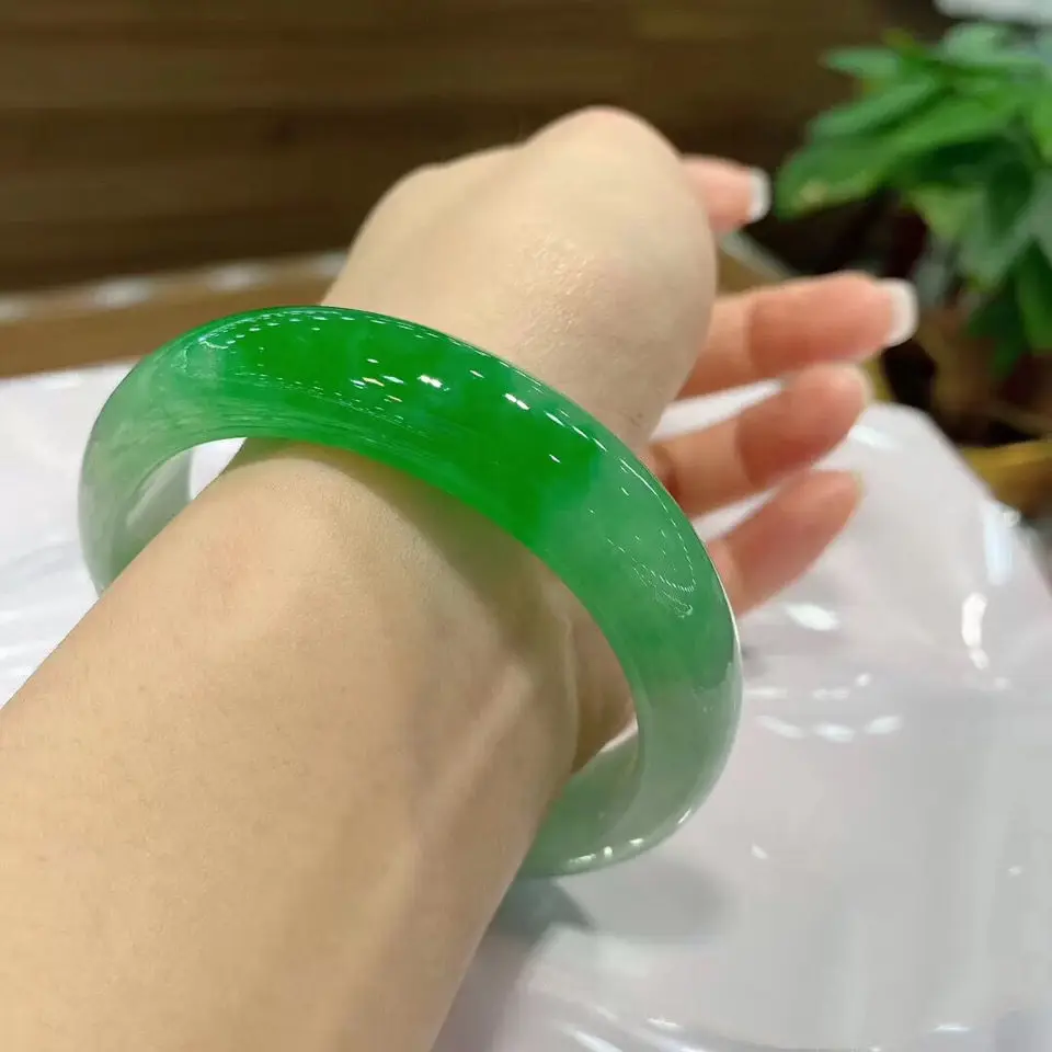 

Jewelry Top Natural Authentic AAAAA Bangles Grade Ice Species Emerald Color Women's Floating Green Real Jade Bracelet