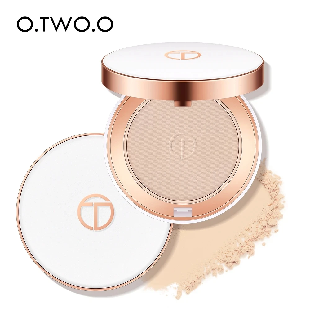 O.TWO.O polvo fijador facial textura de polvo súper fino Control de aceite 3 colores mate acabado suave corrector maquillaje polvo prensado