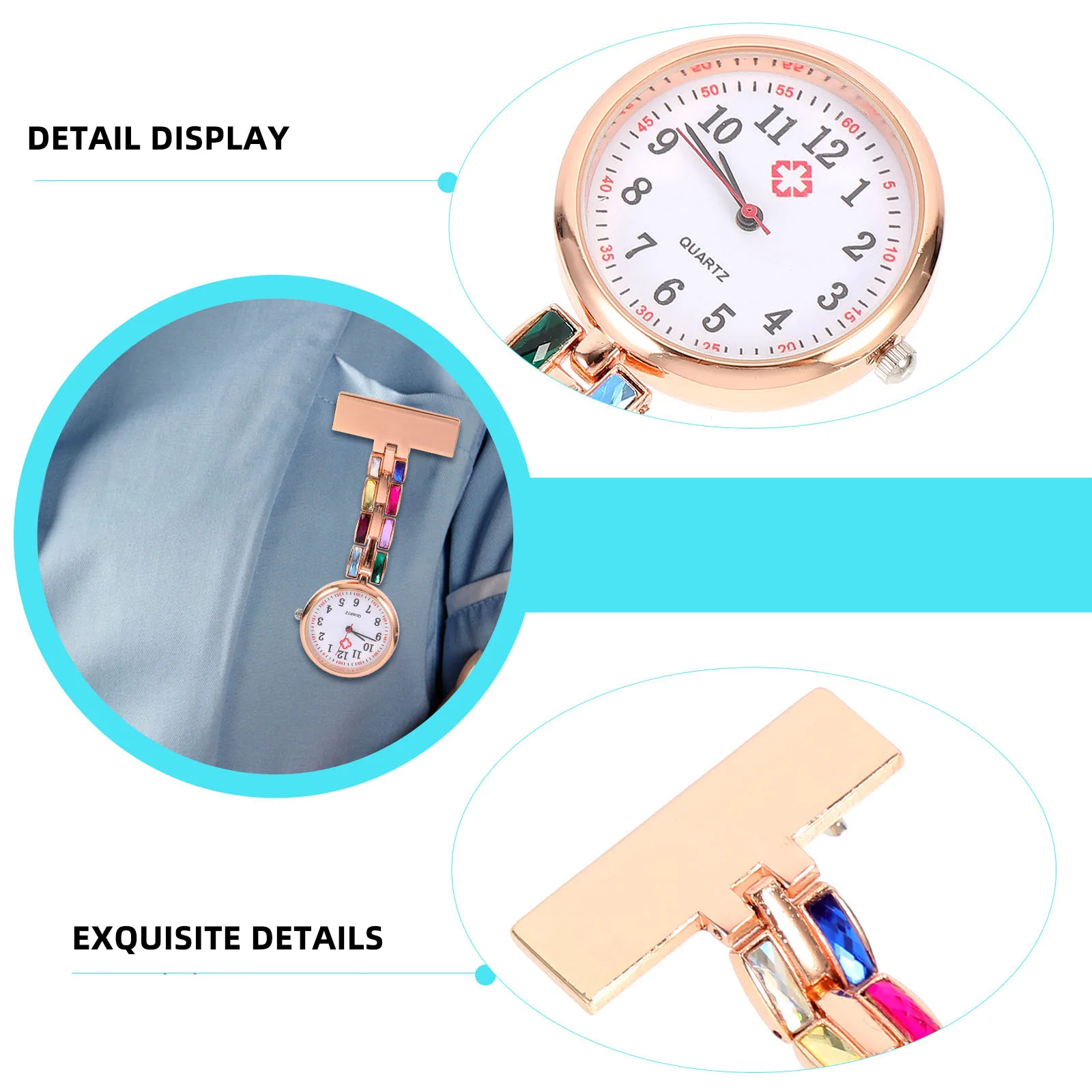 

Rhinestone Nurse Women Students Fashion Quartz Clock Wearable Fob Watches Women Nurse Watch Long Term Practical