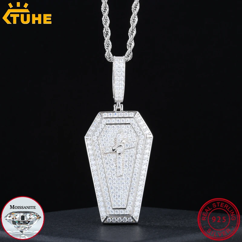 TUHE Unisex High Quality D VVS Moissanite Hang Hip Hop Pendant For Women Men's Real 925 Silver Iced Out Hip Hop Jewelry Gifts