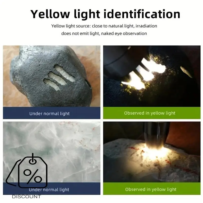 ABJO-LED Torcia LCD Torcia di identificazione della giada 4-in-1 UV 365Nm/395Nm Ambra Cera d'api Gioielli Nero