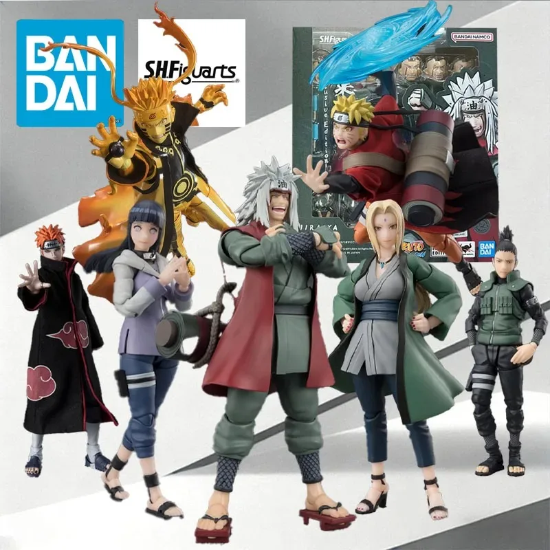 En stock BANDAI S.H.Figuarts Naruto Shippuden Jiraiya Hinata Tsunade Shikamaru Figura de acción articulada Modelo de juguete Regalo Coleccionable