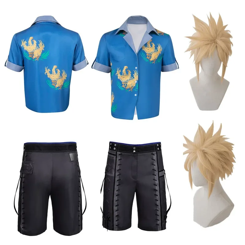 Cloud life cosplay costume T Shirt pants wig men Fantasia game Final Fantasy outfits Halloween Carnival party disguise suit