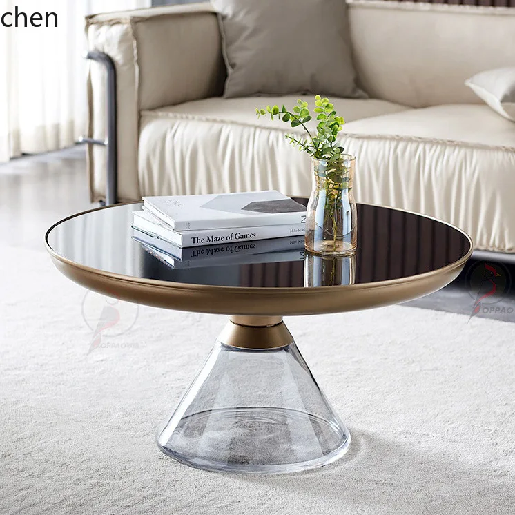 HXL Artistic Coffee Table Combination Round Tempered Glass Home Table