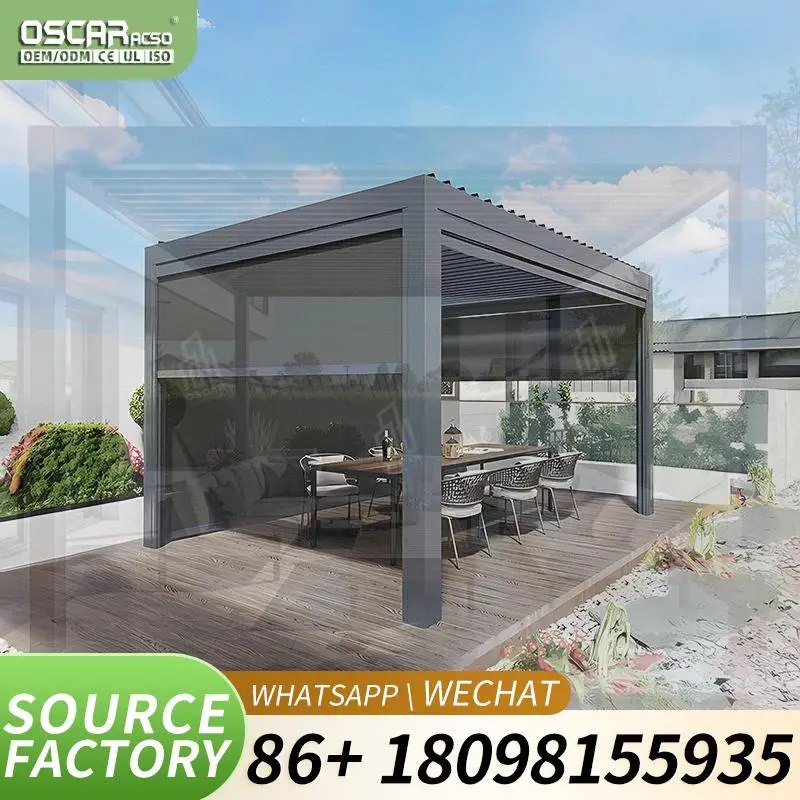 Premium Intelligent Outdoor Louvre Canopy Creative Innovative Patio Deck Backyard Europe America Motorized Weather Resistant Alu