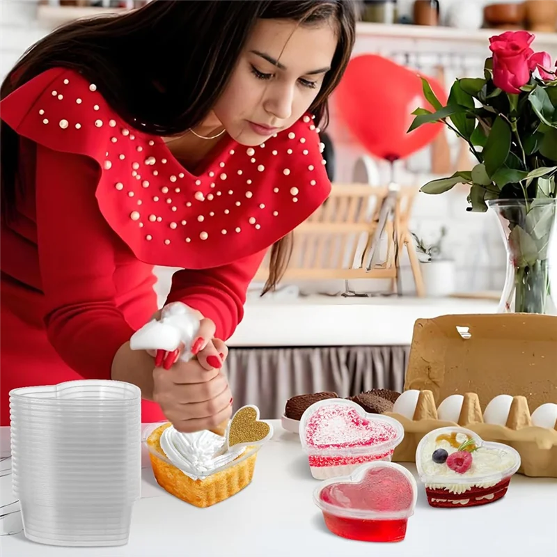 

A76X-Valentine's Day Heart Shaped Storage Containers, 5 Oz Heart Shaped Slime Storage For DIY Craftmaking Liquid Foam