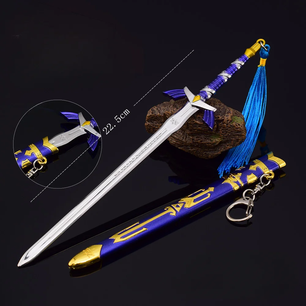 Llaveros periféricos de juego de arma de espada maestra de 23cm, accesorios de arma de Metal, modelo de adornos Katana, estatua, colección de regalos para niños