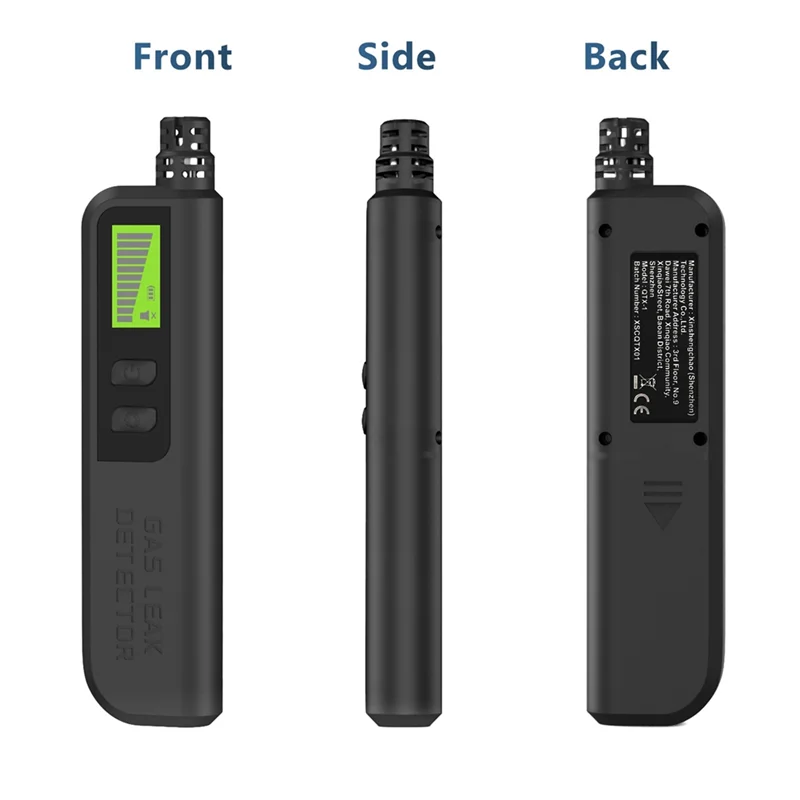 A17Z Mini rilevatore di fughe di gas portatile Rilevatore di gas combustibile con allarme acustico Test di sniffer di gas Nero