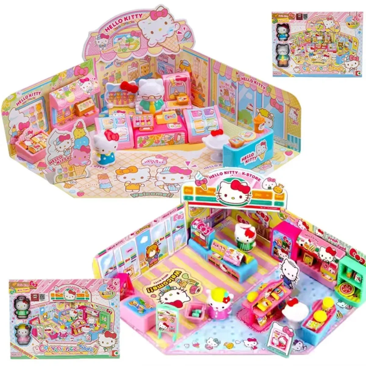 

Игровой набор Sanrio Characters Hello Kitty: мини-городок, магазин мороженого, мини-маркет, ноутбук Melody — подарок для девочек на день рождения