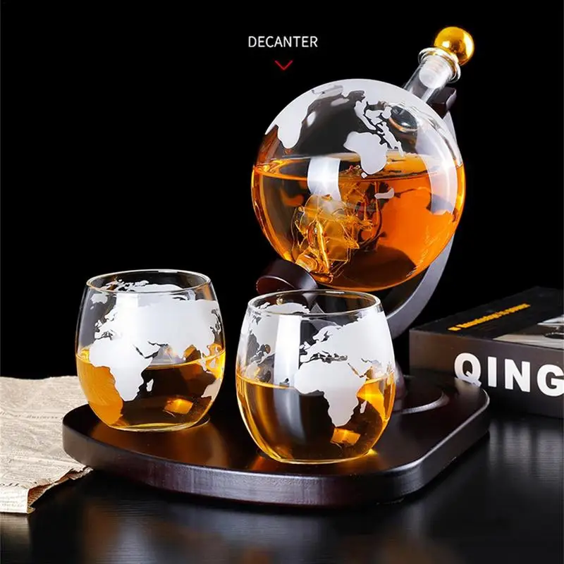 Imagem -02 - Globo Criativo Decanter Conjunto de Uísque Globle Decanter Cristal Vidro Vodka Espírito Dispensador Festa Decoração Interior Conjunto Barra Presente