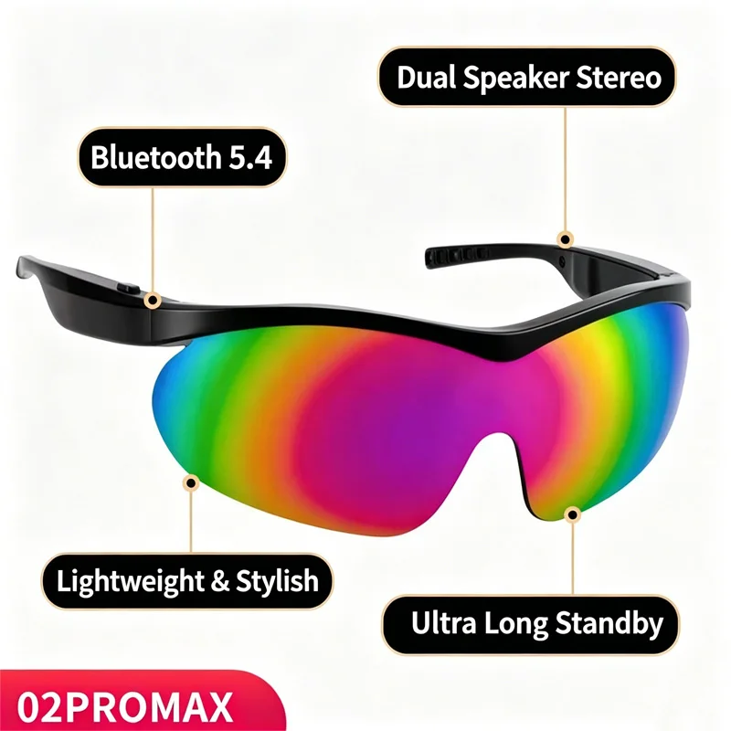 Lenovo Smart Bluetooth Glasses 02pro Max Bluetooth V5.4 Smart Glasses for Making and Receiving Calls All-in-One Outdoor Sports view 5