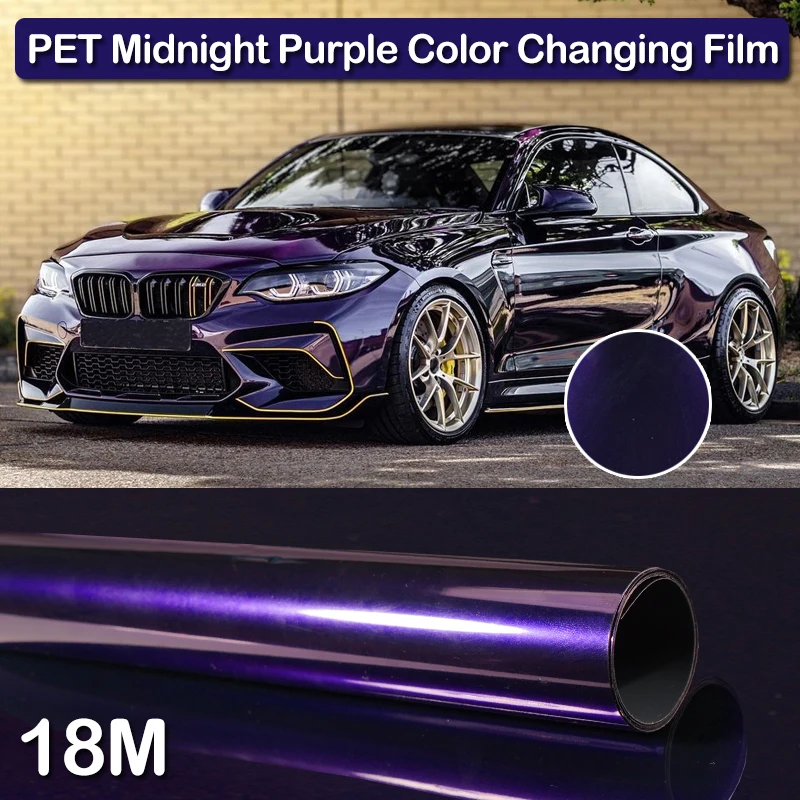 

PET Metallic Midnight Purple 152cmx18m Vinyl Wrap Film Roll Self-Adhesive Car Wrap Foil Color Changing Film For Model S/3/X/Y