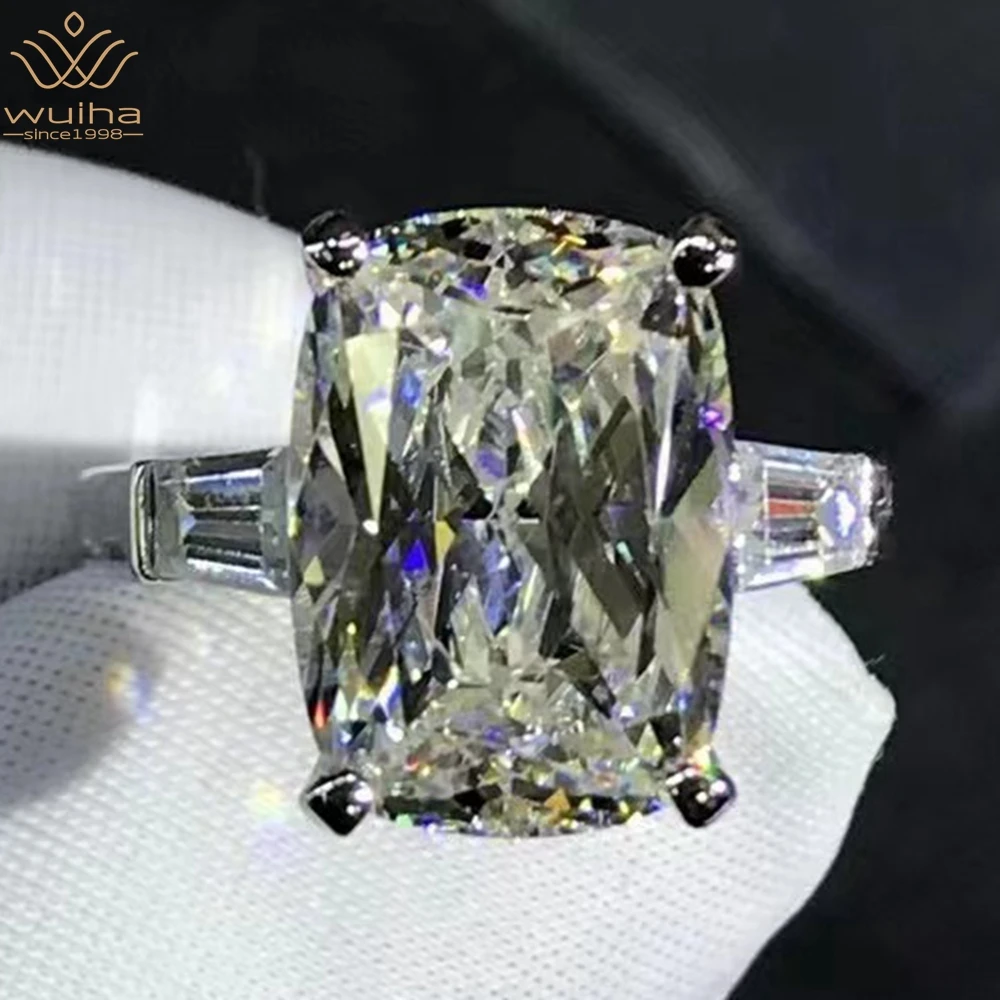 

WUIHA Real 925 Sterling Silver Crushed Ice Oval 6CT VVS Synthetic Diamond Wedding Engagement Ring for Women Gift Drop Shipping