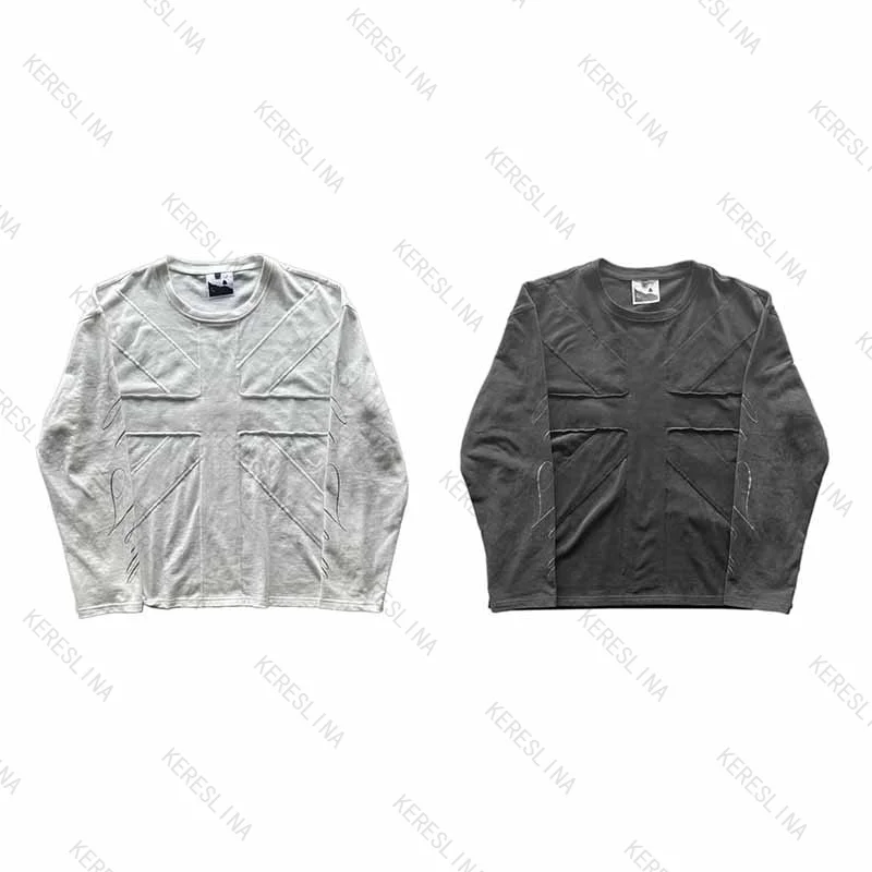 2000s European American Vintage High street retro fashion versatile street trendy loose design sense top long sleeved T-shirts
