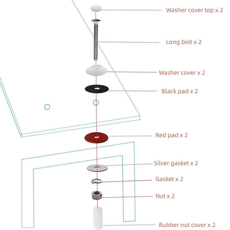 DB-TB-M Diving Board Bolt Kit For Inter-Fab Two Hole Residential Diving Boards Mounting, For Inter-Fab Inground Pools