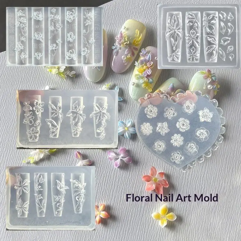 3D-Blumen-Nagelkunst-Silikonformen, wiederverwendbar, leicht zu entformen, für DIY-Nageldekorationen zu Hause und für professionelle Salons, geeignet für Anfänger. – Detail 1