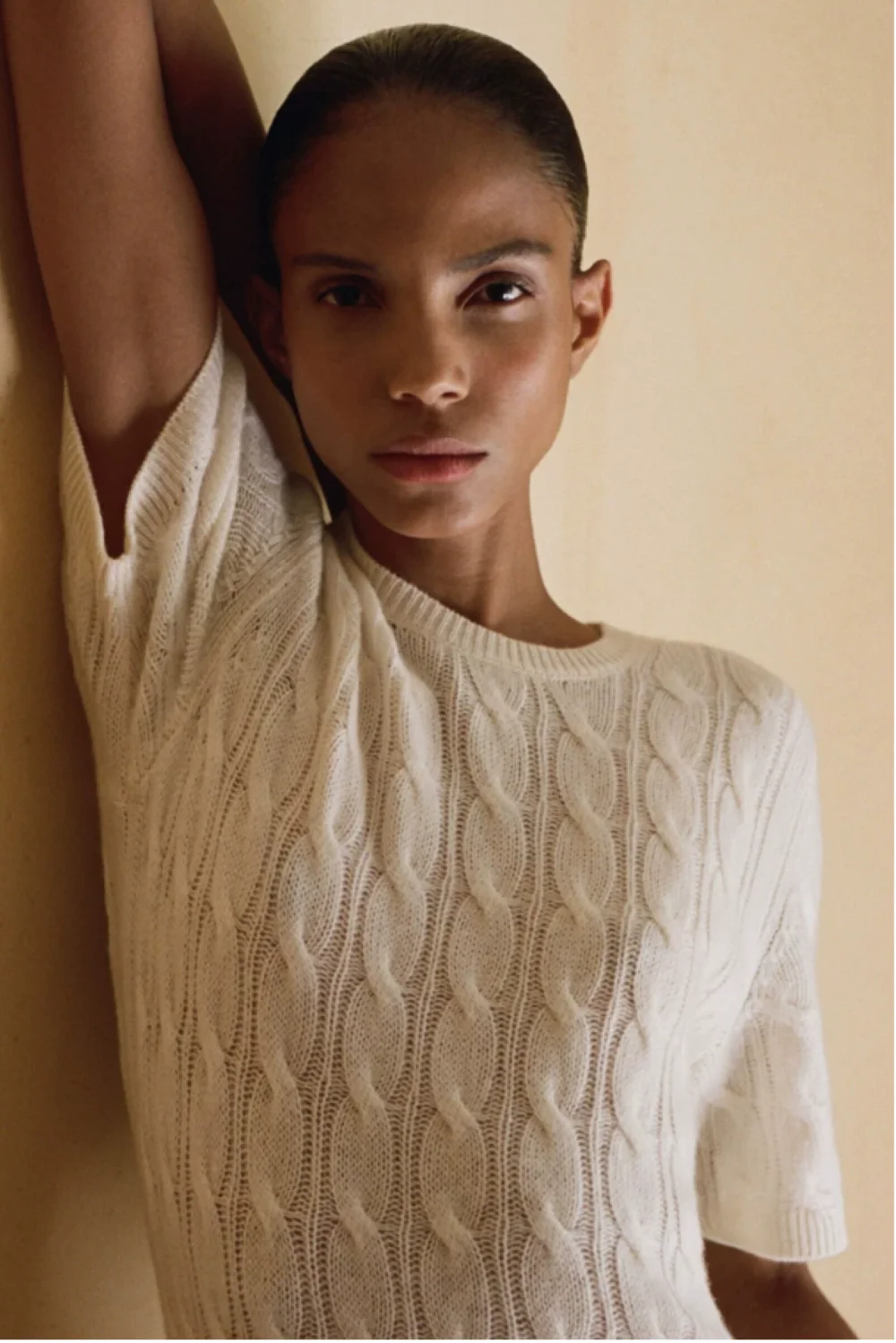 XIMIAN APPAREL 2026 YAZHIMEI Traf Cos Autumn New Style of Ladies' Casual Standard Style Ivory Checked Knitted Wool Blend T-Shirt