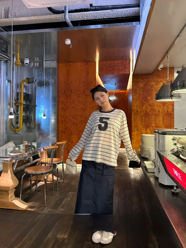 

Летняя женская длинная футболка Sve Yangle, шелковая полоска, свободная повседневная футболка с принтом, солнцезащитная накидка для поездок на работу, тонкая