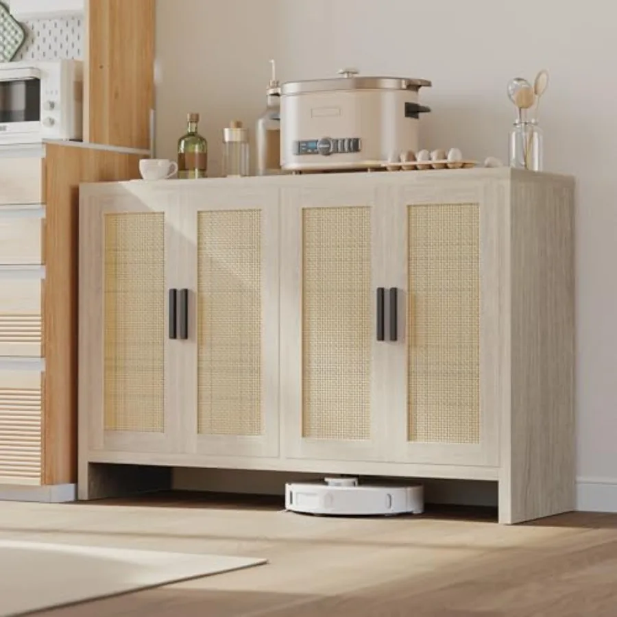 

Rattan Buffet Cabinet with Storage Sideboard with Doors TV Stand Farmhouse Side Board Coffee Bar Modern Wood Storage Cabinets f
