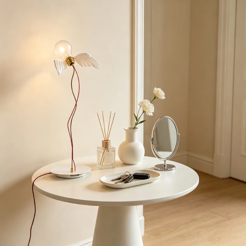 German Lucellino Vintage French Feather Copper Table Lamps
