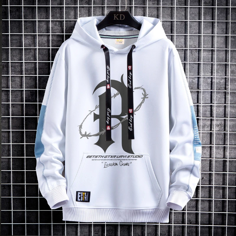 

Hoodie Men Printed Fashion Pullover Autumn Long Sleeve Sweatshirt Men's Clothing Hip Hop Streetwear Top Outwear