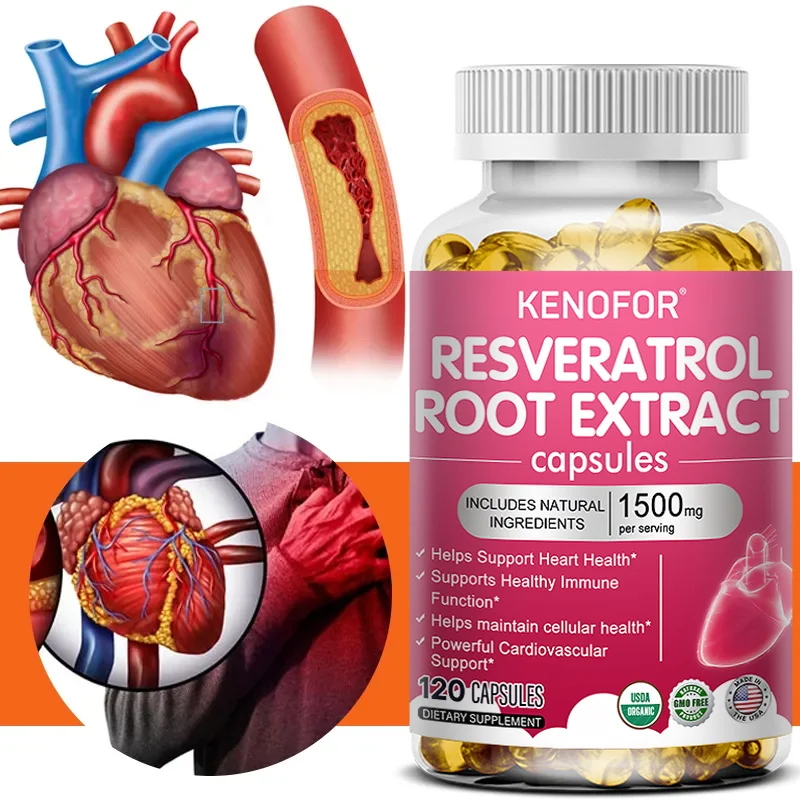 

Resveratrol Root Extract - Helps Maintain Heart and Cardiovascular Health, Supports Brain Function, Immune Health, Antioxidant