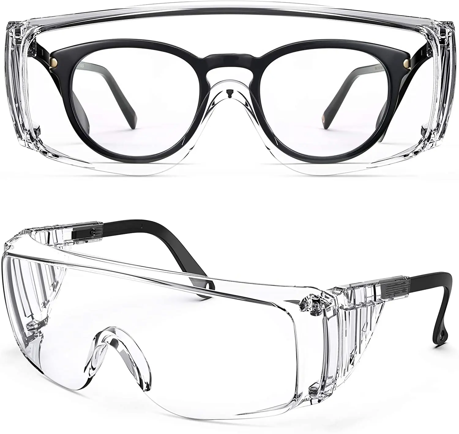 Clear Safety Glasses, Splash Proof Goggles with Anti Fog, Lab Protective Goggles, Lightweight Protective Eyewear Over Glasses Im
