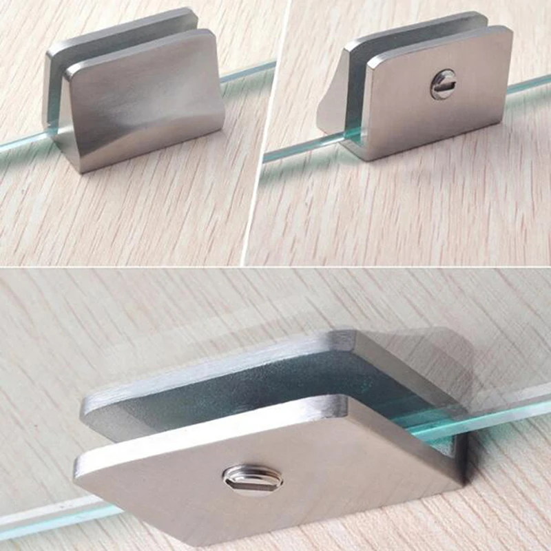 Glass Clamp Glass Plated Brackets 304 Stainless Steel Shelf Holder Support Brackets Clamps Wall Mounted Glass Clamp Glass Clips