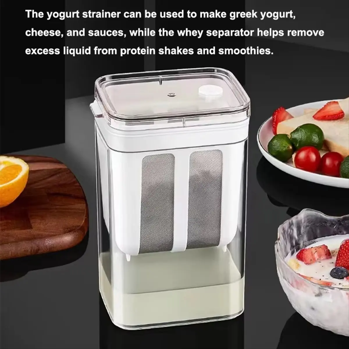 AA77 NEW 1100ml Yogurt Filter and Strainer Fine Mesh Transparent Box Homemade Screen Cheese Moisture Seperator Maker for Kitchen