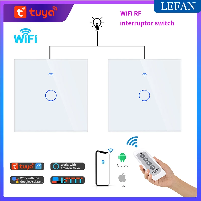 Tuya Smart WiFi Interruptor - Glass Panel Stair Switch with App Control, Compatible with Alexa, Google Home & Yandex