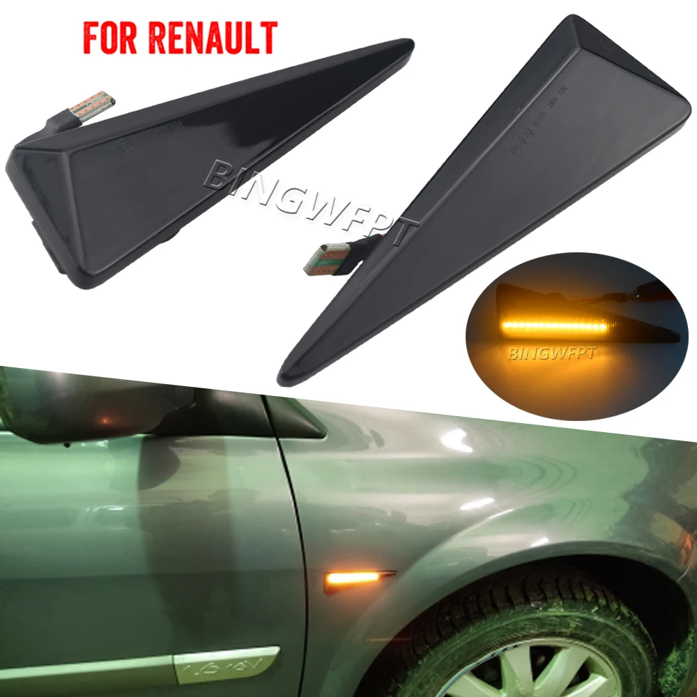 

Левый + правый автомобильный фонарь для Renault Megane MK2 CC Scenic MK2 2003-2009, динамический светодиодный мигающий указатель поворота, боковой габаритный фонарь