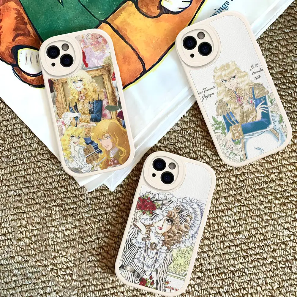 

Rose Of V-Versailles Lady Oscar For IPhone 16 15 14 16E 13 12 11 Pro Max Plus Phone Leather Case