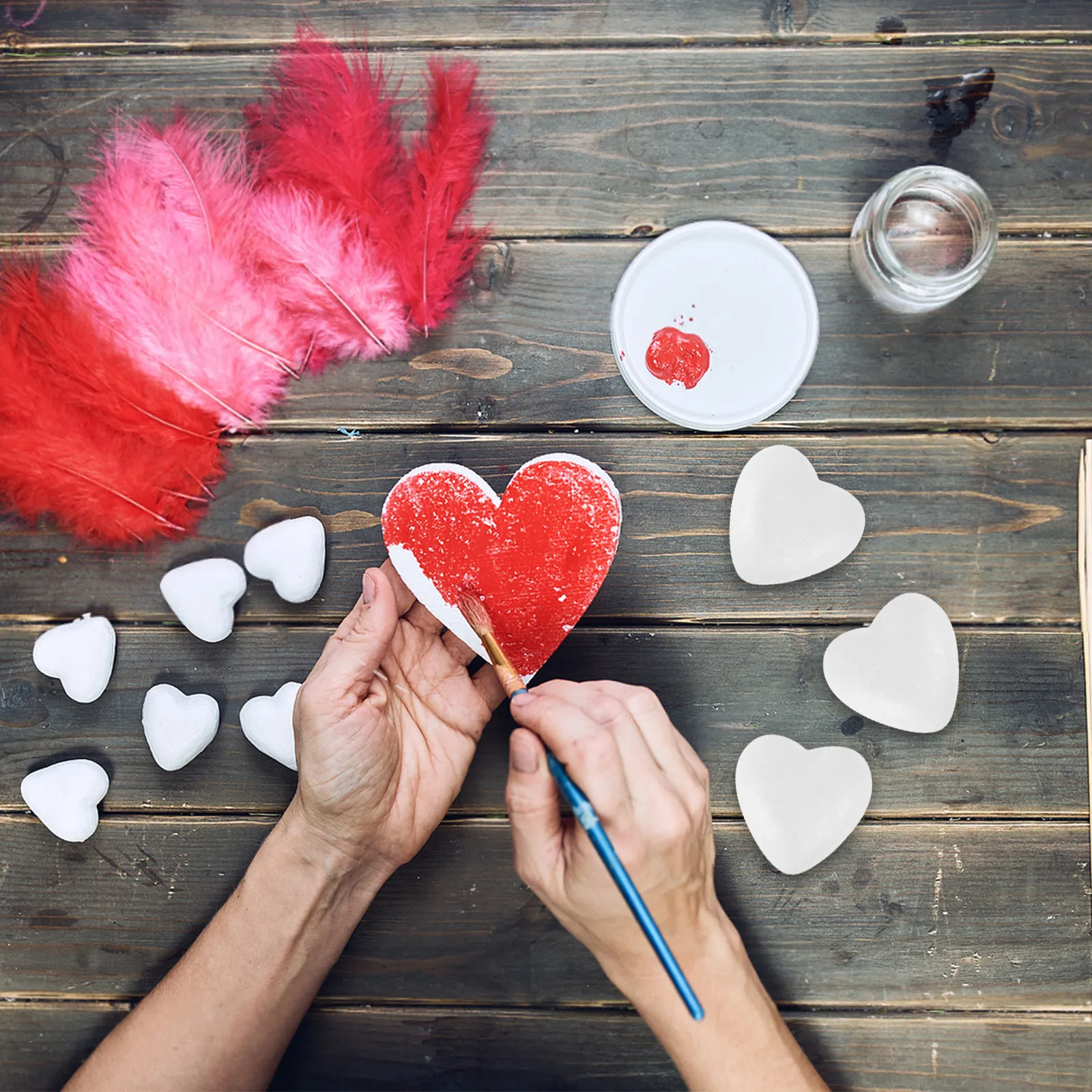 

50Pcs Heart Shaped Foam DIY Craft Blanks Blank Decorating Pieces for Wedding Valentines Day Ornaments 6Cm Foam Heart