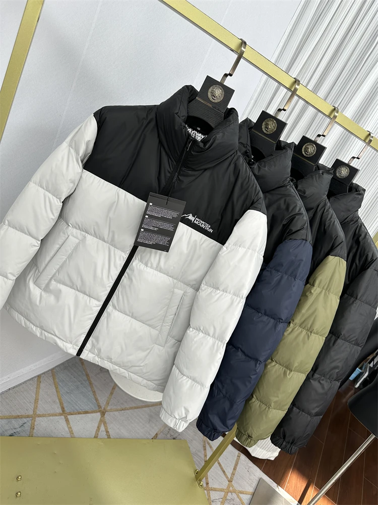 

Men's Puffer Jaet 90 White Du down Stand Collar Embroidered Windproof Warmth Daily Wear Outerwear Youth Faion Thiened