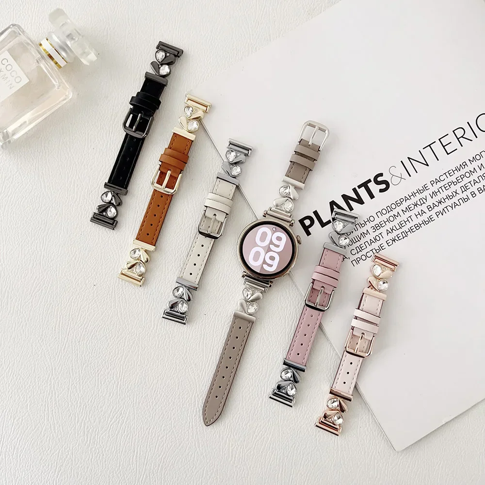 

18mm Leather Metal Watch Band Replacement 20mm Bracelet for Garmin Venu 2S 3S/ Huawei GT 4/ GT5 41MM/ Galaxy Watch 4 Classic