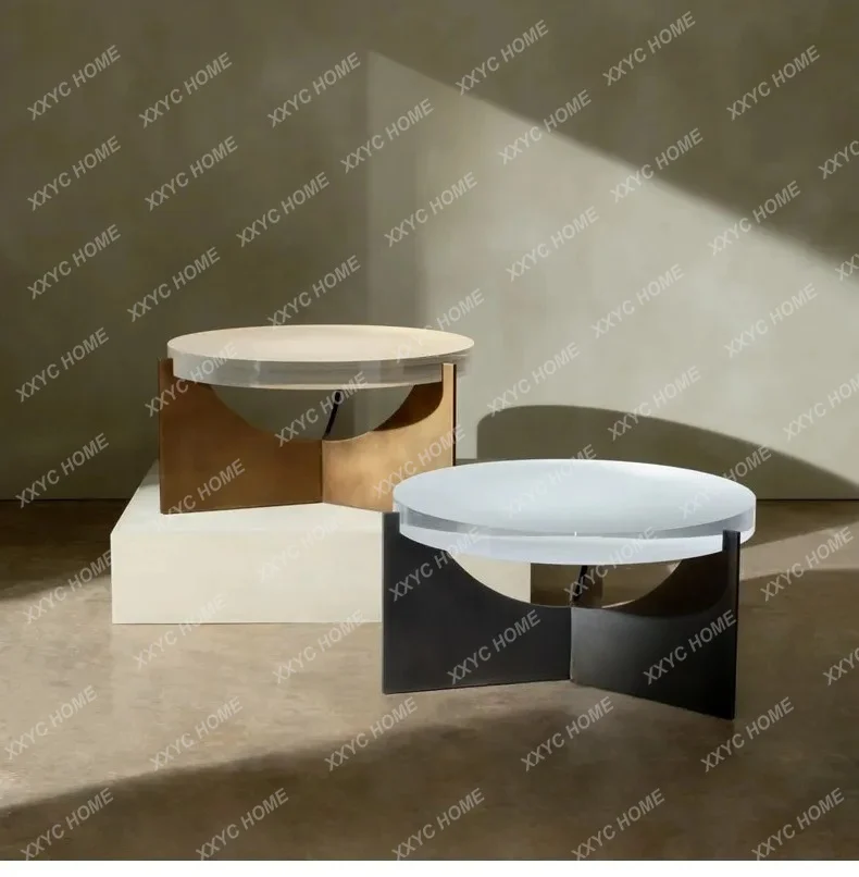 

L minimalist round tea table living room matte acrylic small coffee table