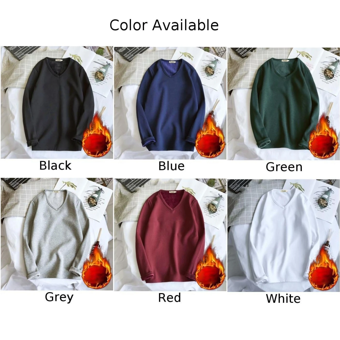 Men Thermal Fleece Lined T Shirt Autumn Winter Warm Solid Tops Long Sleeve Thicken Tees Solid Casual Comfort Pullover Home Wear