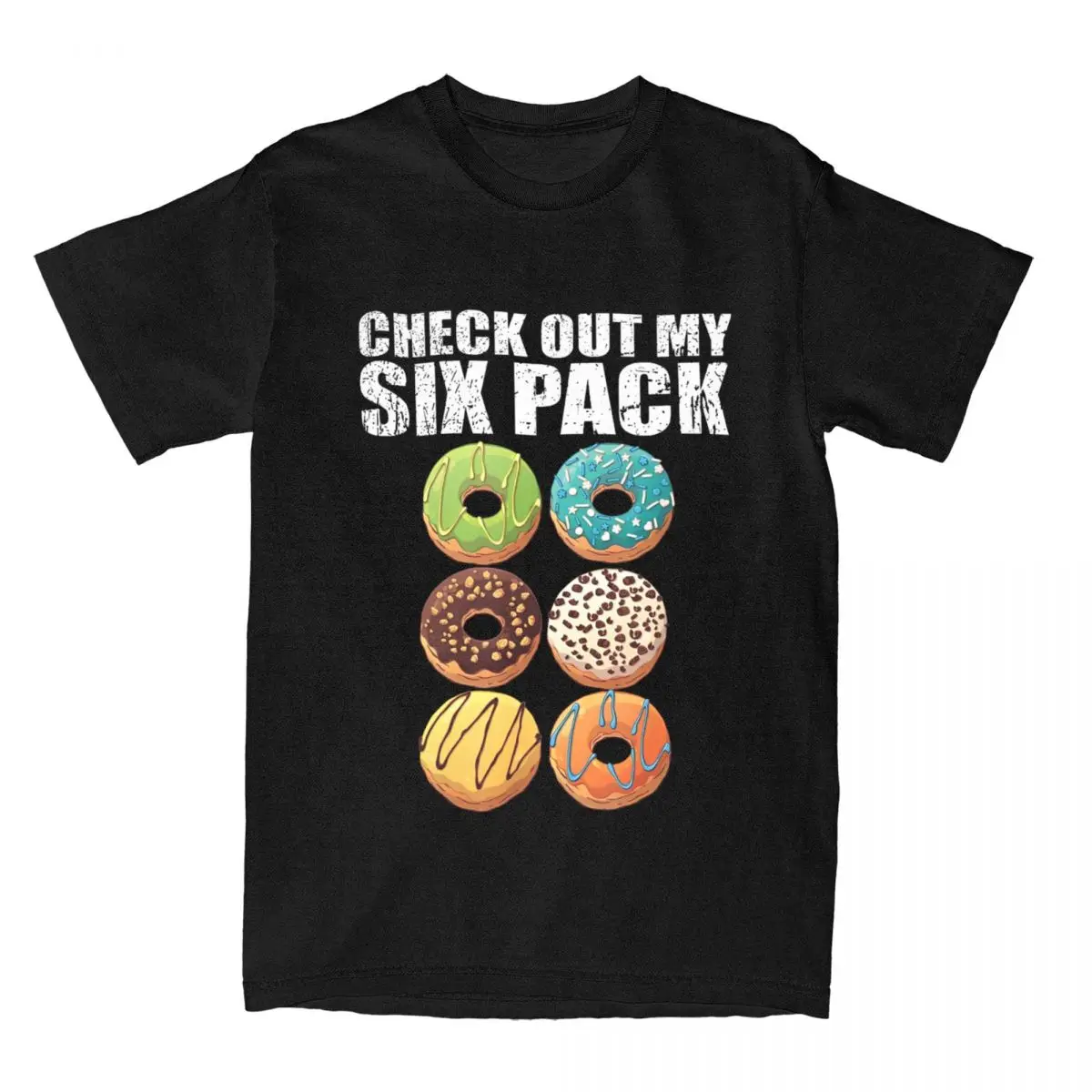 Check Out My Six Pack Funny Gym Donut Tacos Hamburger T-Shirt for Men Fashion Cotton Tees Donut Lover T Shirts Plus Size Clothes