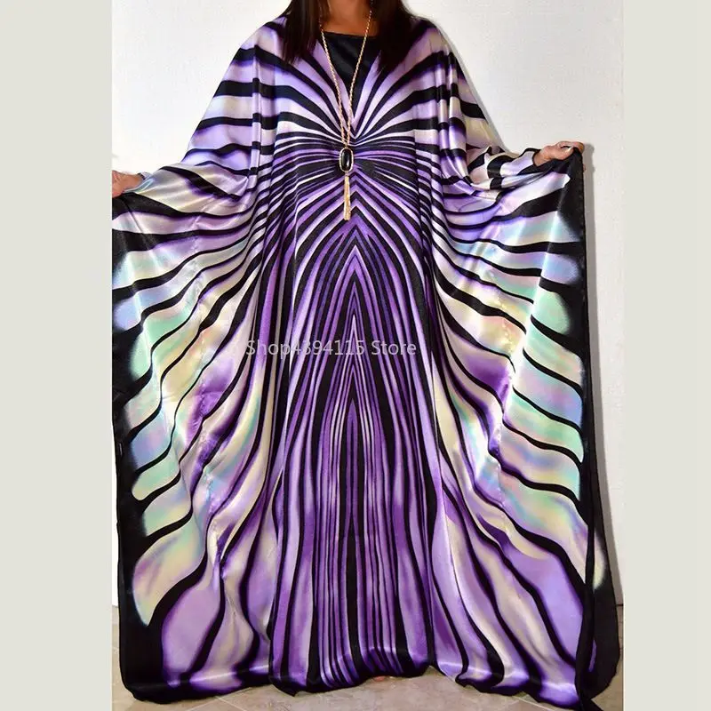 

African Dress for women 2024 fashion zebra Stripe print Dress plus size free size maxi Dress long Robe Africaine vetsido