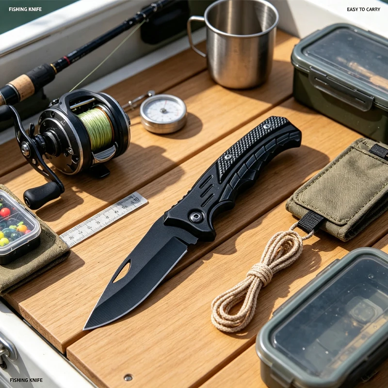 Stainless Steel Folding Knife Fillet Knife Fishing Boat Fishing Accessories with Easy To Carry Camping Meat Cutting PP Handle